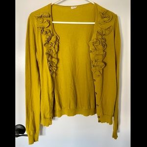 J Crew Cardigan with Ruffle Detail, Small